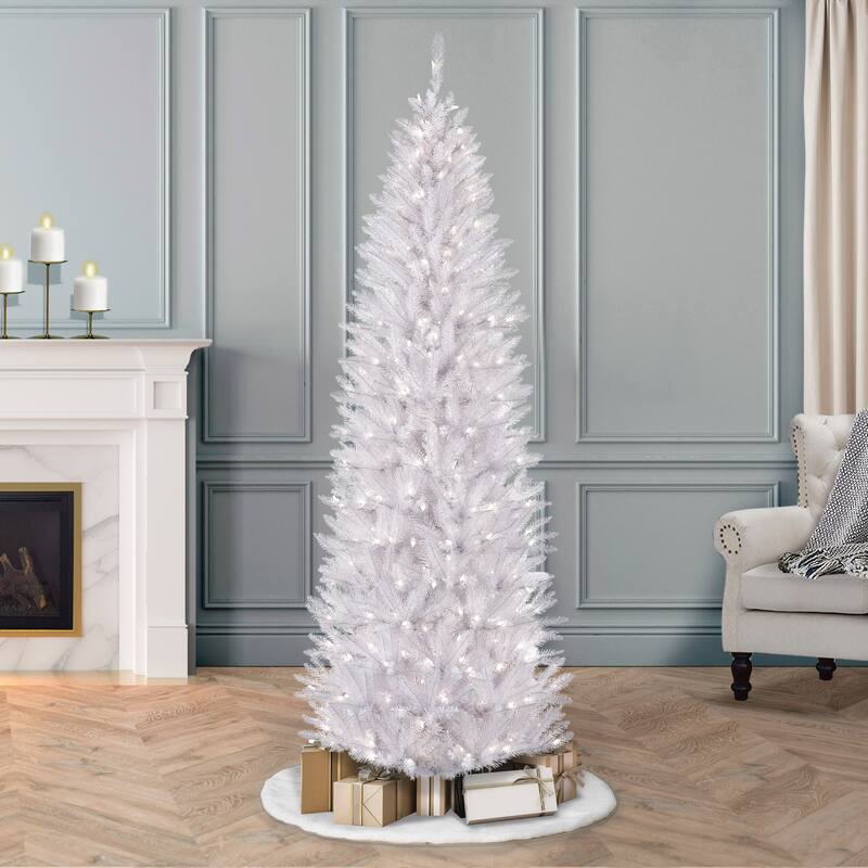 Puleo International 7.5 ft. White Pencil Fraser Fir Christmas Tree - 7.5 Foot - White
