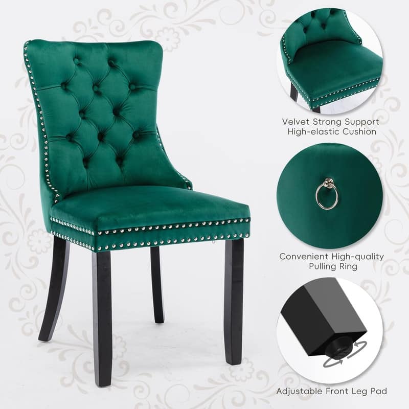 Tufted Naliheads Solid Wood Upholstered Dining Chairs (Set of 2)