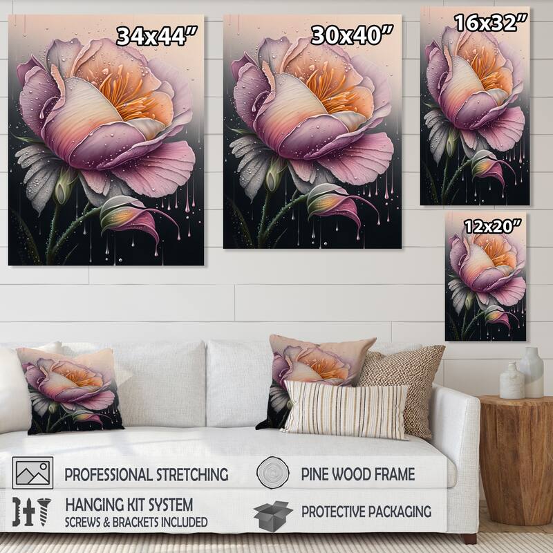 Designart 'Blooming Pink Rose Flowers' Floral & Botanical Canvas Wall ...