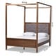 preview thumbnail 10 of 8, Carbon Loft Osoba Modern and Contemporary Platform Canopy Bed-Grey/Walnut Brown