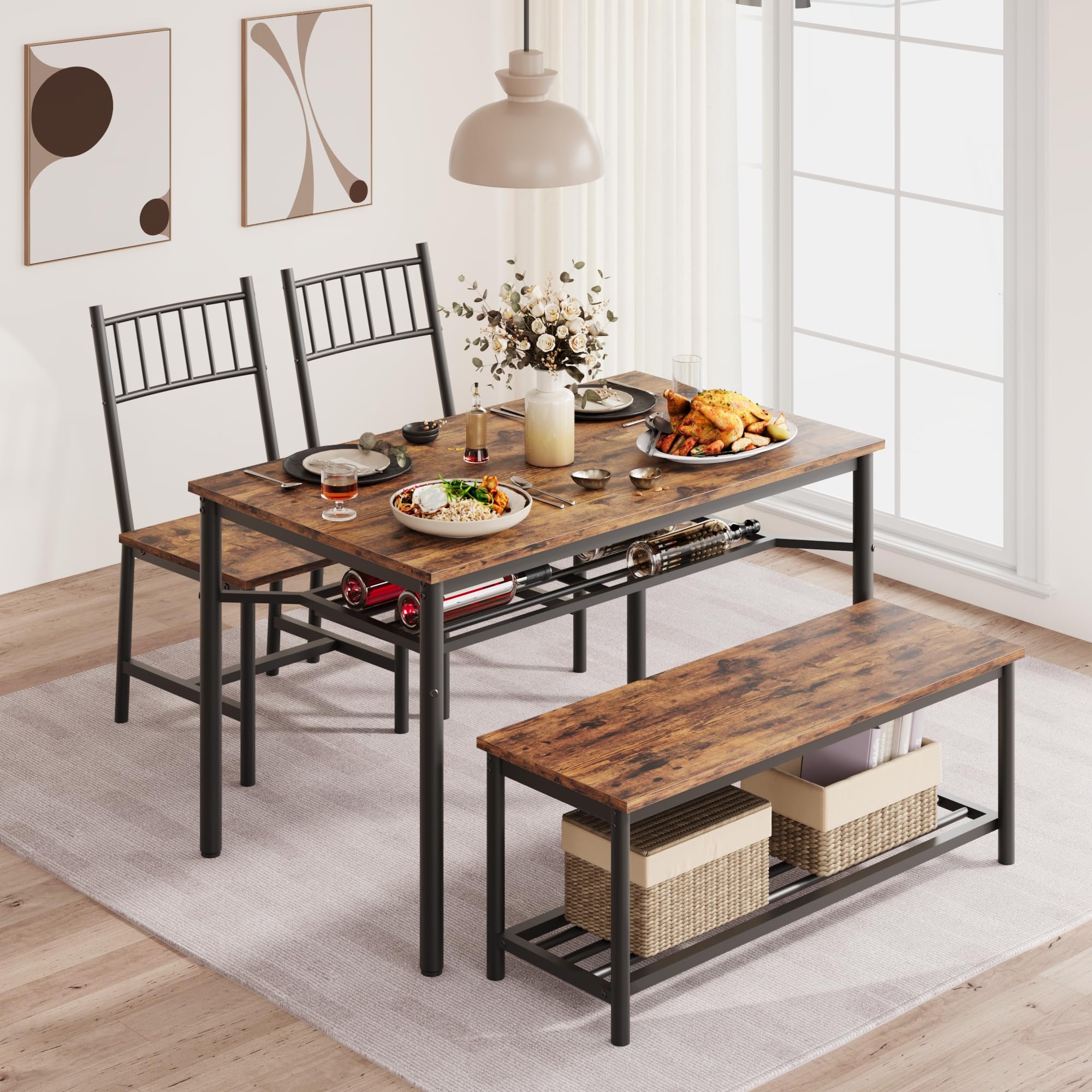 Kitchen table with wine storage outlet