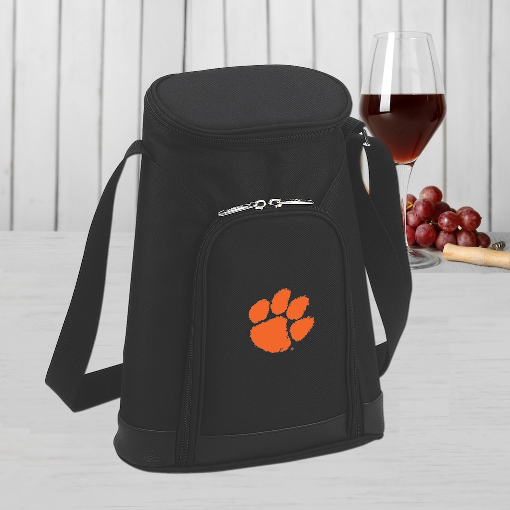 NCAA Clemson Tigers Stylish 2 Bottle Insulated Wine Tote Bag with Cheese Board, Knife and Corkscrew