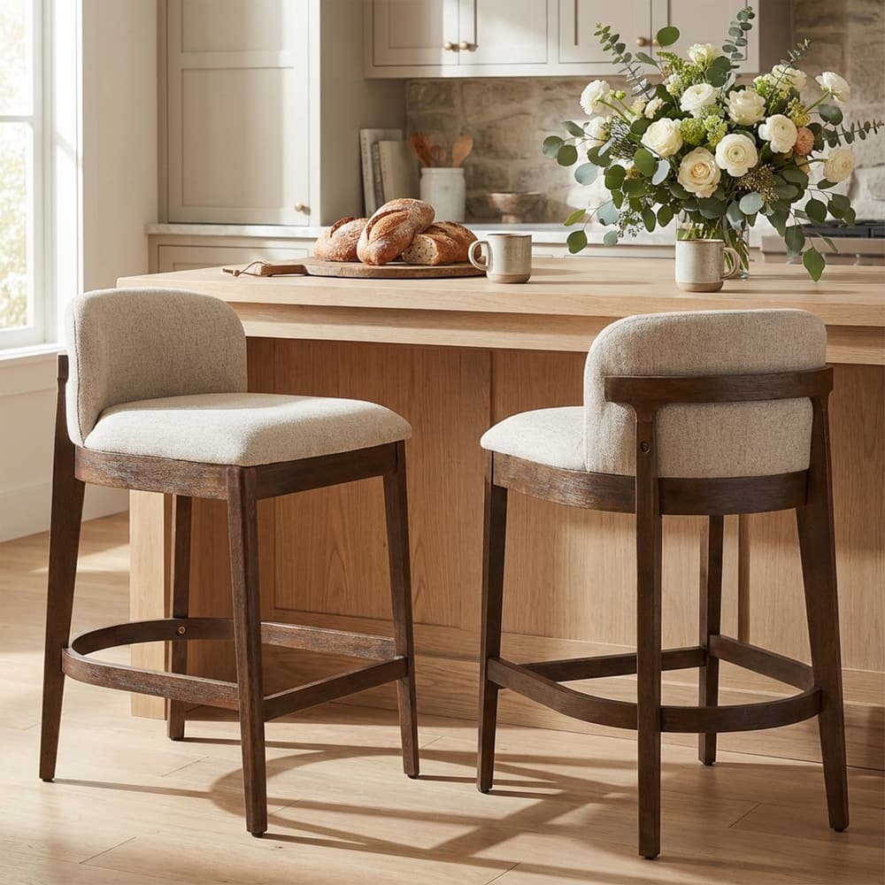 Christopher Knight Home - Calista Modern Wooden Upholstered Counter Stool