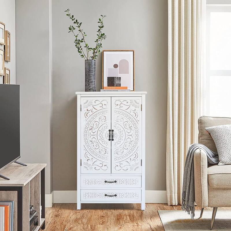 27in Accent Tall Tower White Storage Cabinet