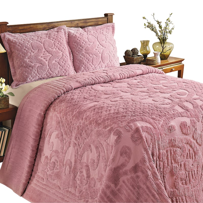 Ashton Textured Scrolling Chenille Design Bedspread