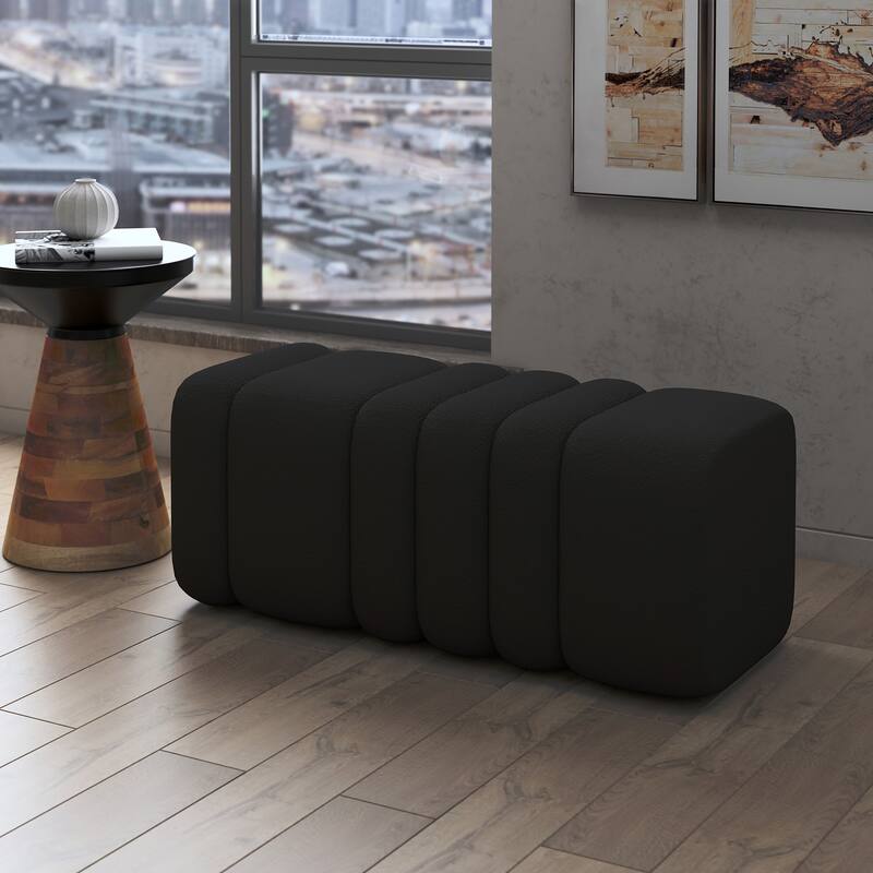 Contemporary Boucle Fabric Large Ottoman Bench