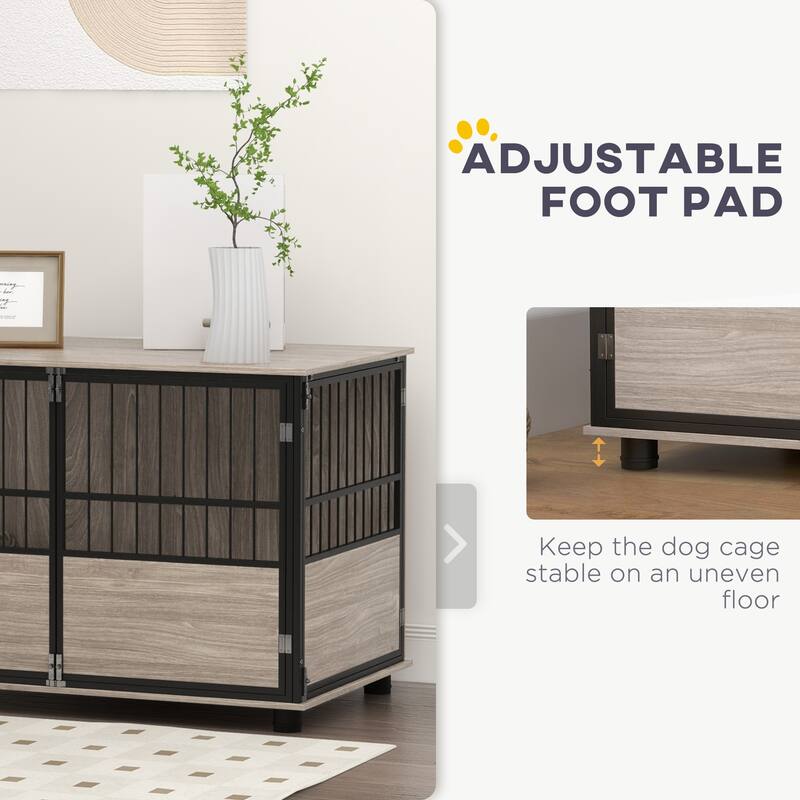 Dual-Purpose Design Dog Room Side Table Dog Cage with Two Front Doors Dog House Dog Crate for Living Room