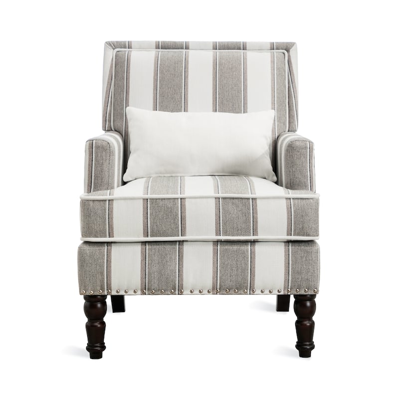 LUE BONA Linen Upholstered Modern Accent Chair Armchair with Pillow for Living Room - 25.6 in.W x 30.7 in.D x 35 in.H