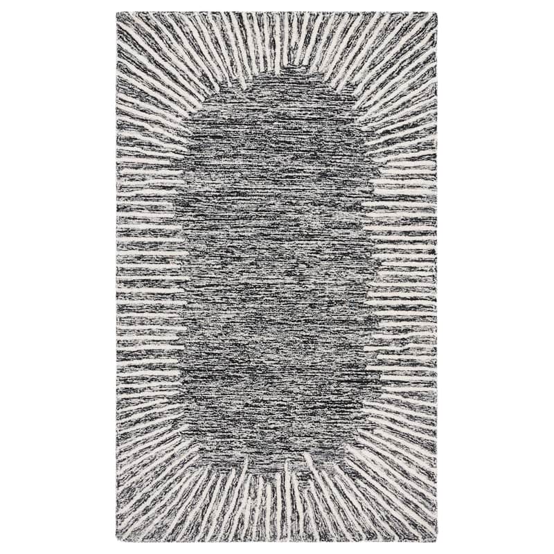 SAFAVIEH Handmade Abstract Sofoula Modern Wool Rug - 4' x 6' - Black/Ivory