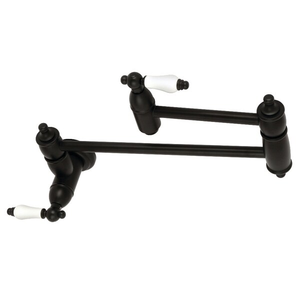 Kingston Brass KS310.PL Restoration 1.8 GPM Wall Mounted Double Handle Kitchen Pot Filler with Lever Handles