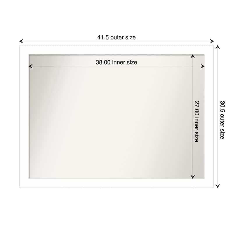 Basic Narrow Non-Beveled Wood Framed Bathroom Vanity Wall Mirror - Basic White Narrow - Glass Size 38x27