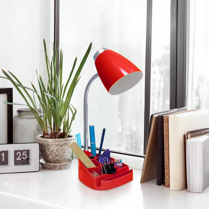Gooseneck Organizer Desk Lamp with iPad Stand - 18.5" - Red