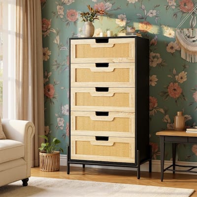 5 Rattan Openwork Grip Chest, with Storage