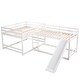 preview thumbnail 6 of 16, 4 Beds in 1 Full and Twin Size Bunk Bed, Pine Wood L-Shaped Kids Loft Bed Frame with Slide and Short Ladder, White