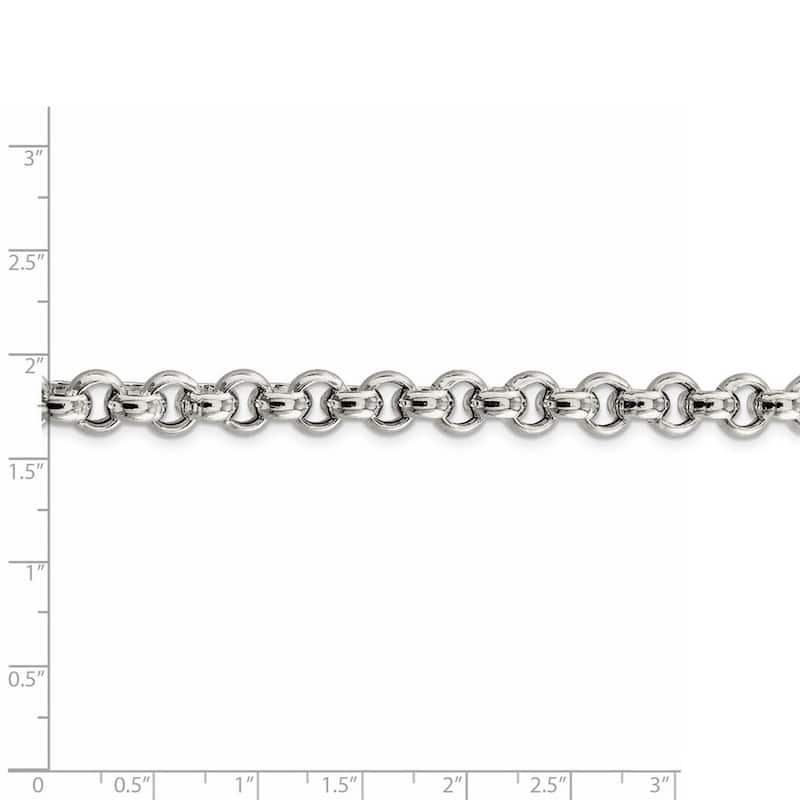 Curata 925 Sterling Silver Hollow Polished 7.75mm Rolo Chain Necklace For Men (Lobster)