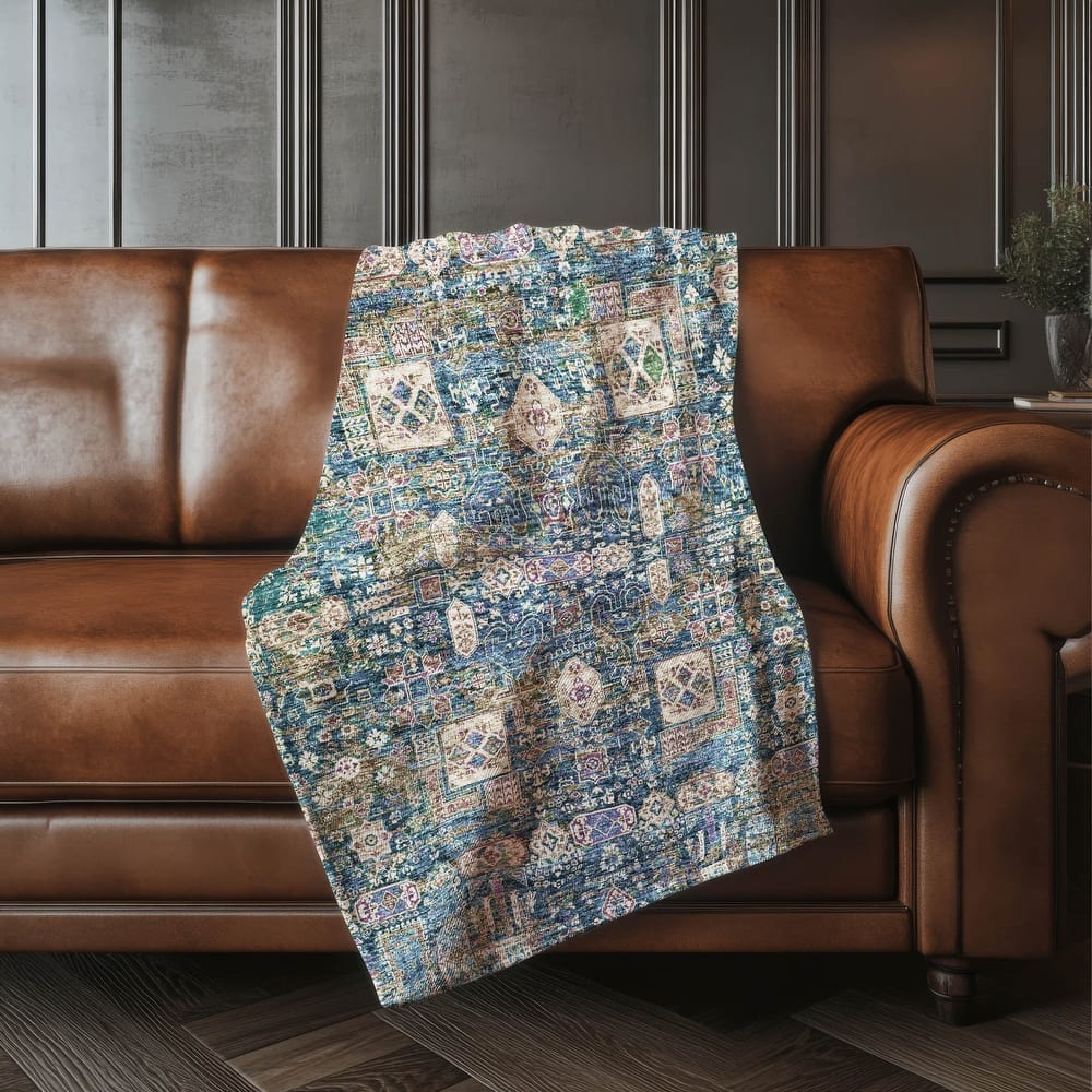 Premium Machine Washable Persian Panel Sherpa Throw Blanket