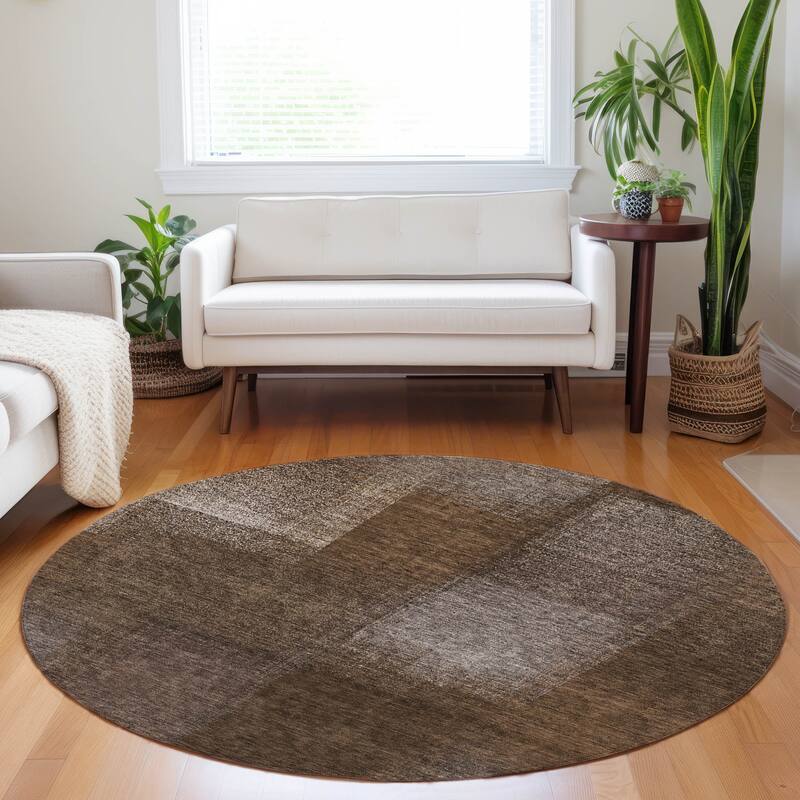 Premium Washable Super Soft Solid Ombre Mayfield Rug - Chocolate - 8' x 8' - Round