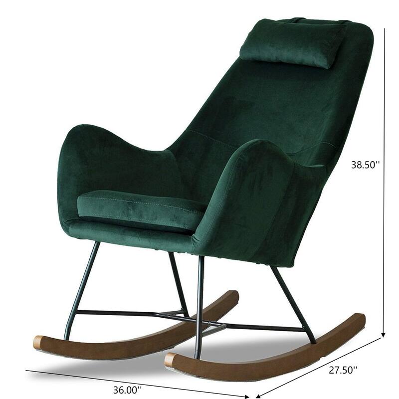 Velvet Rocking Chair in Green with Comfortable Design for Living Room Bedroom Waiting Room 38.5"H x 27.5"W x 36"D