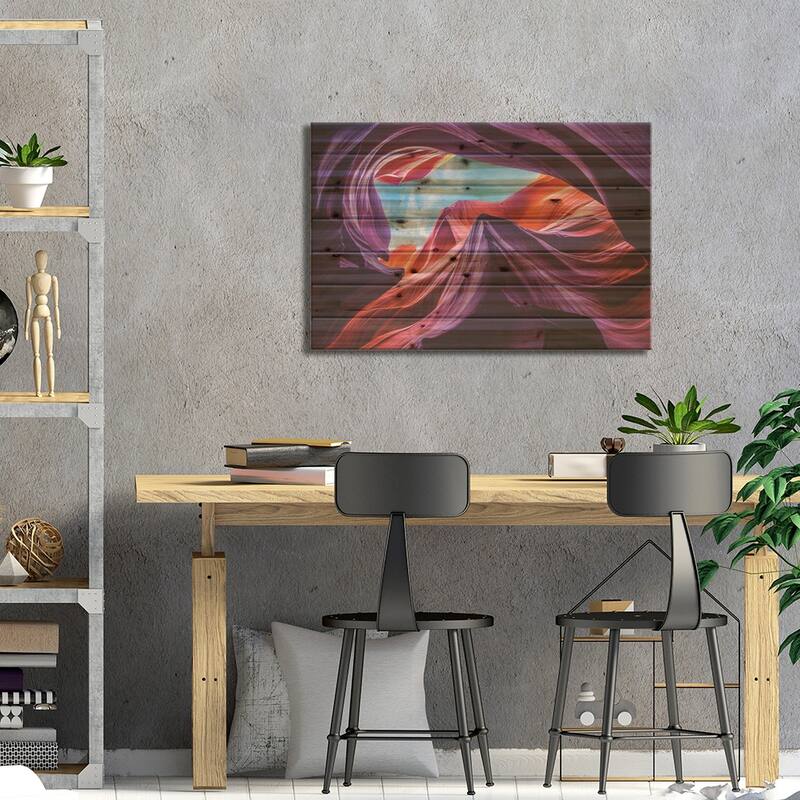 Magical Lower Antelope Canyon Print On Wood by Nanouk El Gamal - Multi-Color
