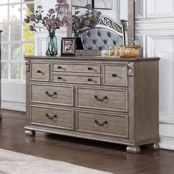 silver antique dresser 7 Drawers Wooden Dresser in Antique Silver