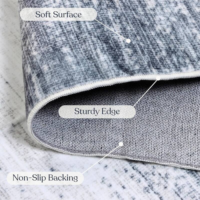 Delara Machine Washable Area Rug, Soft & Durable, Non-Slip Backing, Eco- Friendly GRS certified.
