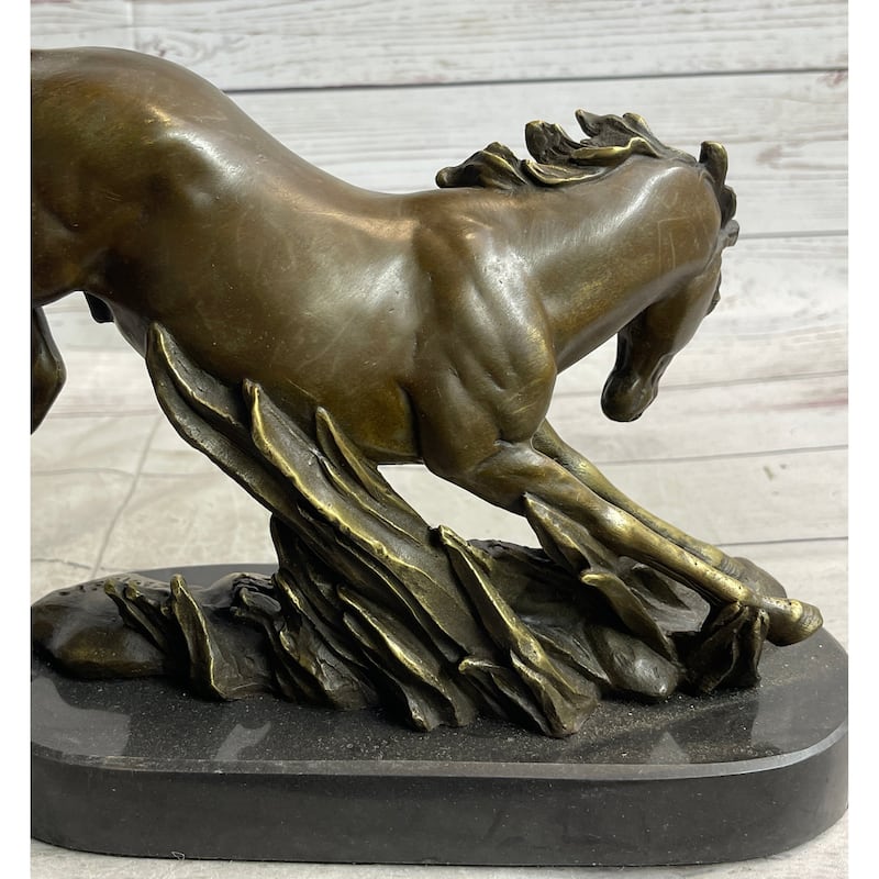 Signed Original Artwork By Imitative Fisher Wild Imitative Horse Bronze Sculpture Figurine Statue Decor