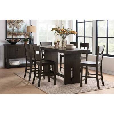 ACME Haddie Counter Height Chair (Set of 2) in Distressed Walnut