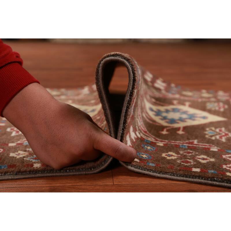 Brown Kazak Oriental Accent Foyer Rug Hand-Knotted Wool Carpet - 2'0"x 3'0"