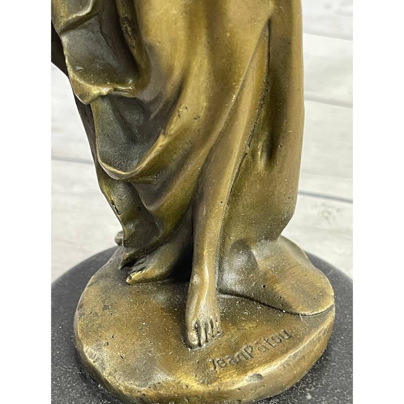Girl Holding Vase Bronze Statue Sculpture Figure Marble Base French Art 13 Inches X 5 Inches