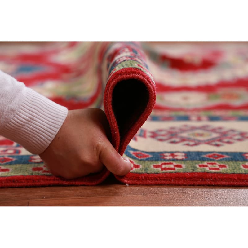 Hand Knotted Oriental 100% Wool Carpet Traditional Geometric Red Kazak Area Rug - 11' 0'' X 8' 2''