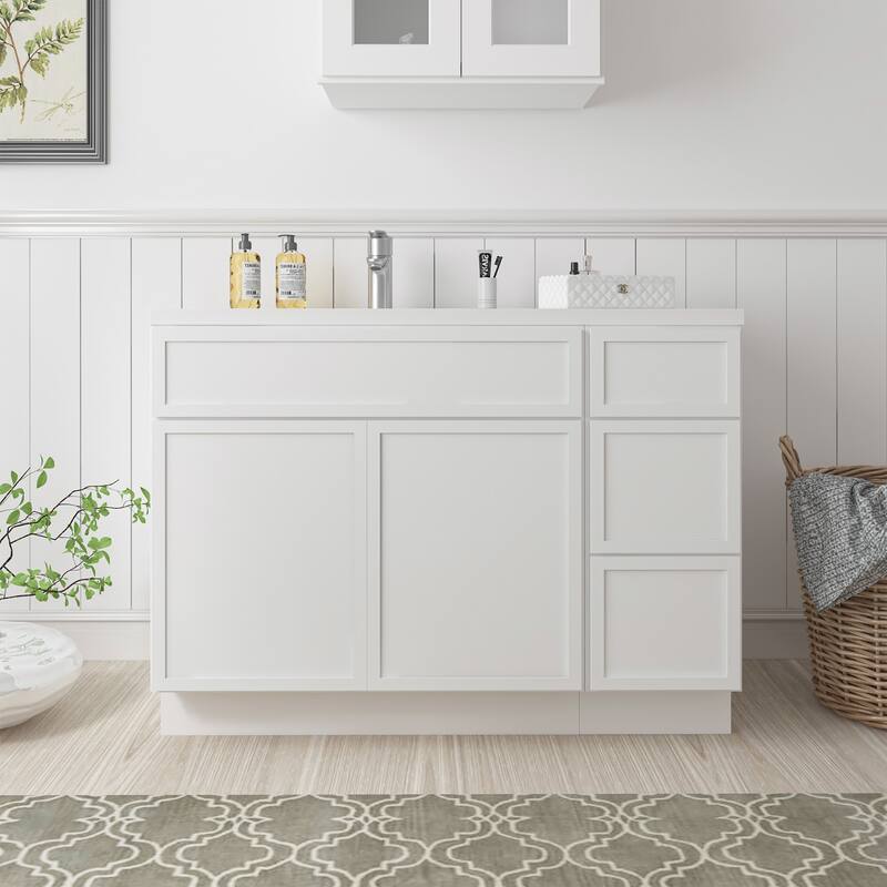 Vanity Art 42" Birch Freestanding Bathroom Vanity Cabinet without Top - White