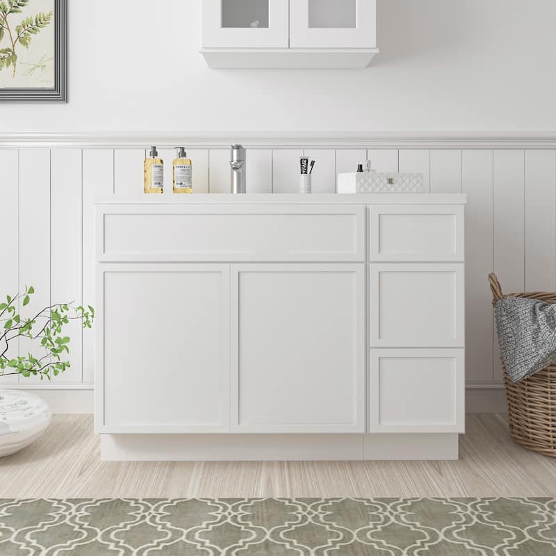 Vanity Art 51" Birch Freestanding Bathroom Vanity Cabinet without Top - White