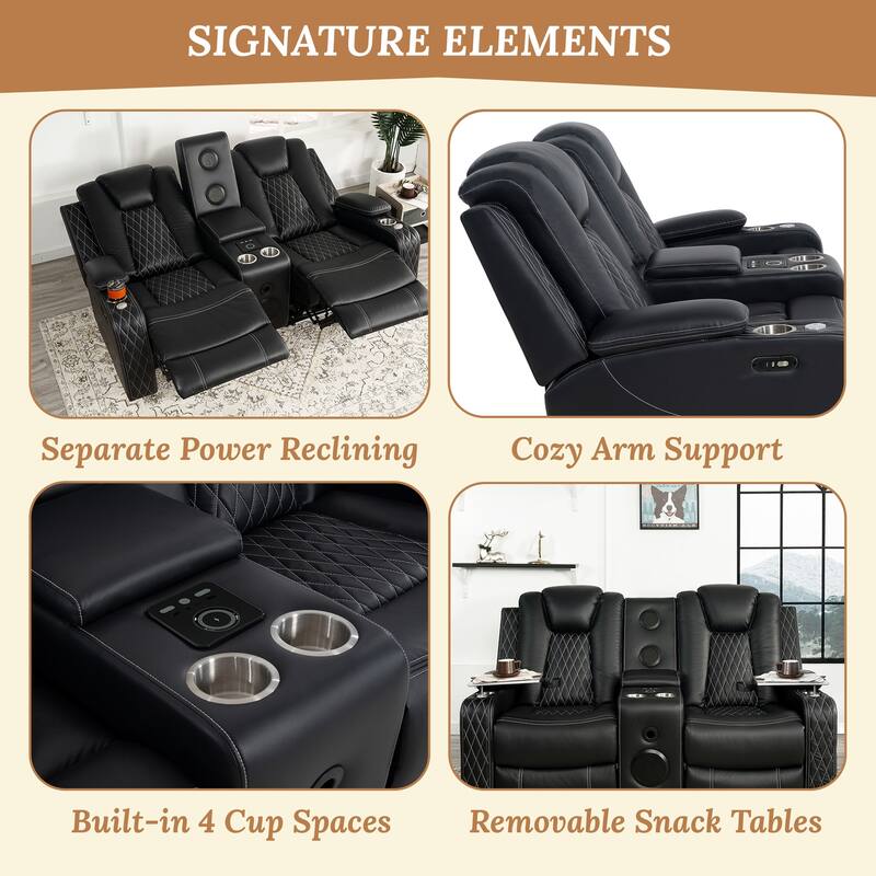 Power Reclining Sofa, Loveseat & Chair – Home Theater Seating with Wireless Charging, USB Port, Storage & Built-in Speakers