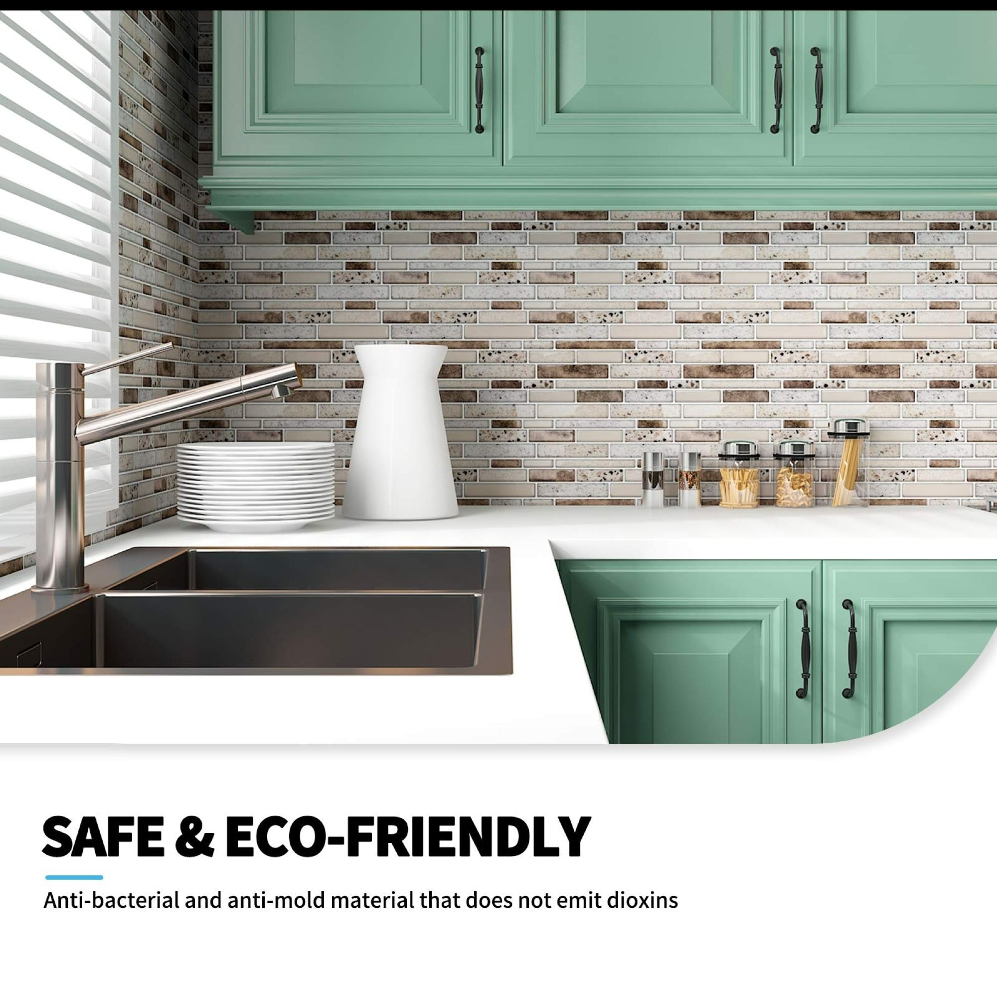 Art3d Peel and Stick Brick Kitchen Backsplash Self-Adhesive Wall Tile Stone  Design, 10 Sheets