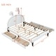 preview thumbnail 4 of 19, Full Size Upholstered Leather Platform Bed with Rabbit Ornament & 4 Drawers, Low to Ground Full Bed Frame with Slats Support