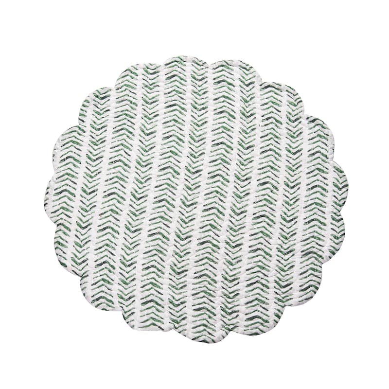 Silvia Poinsettia Round Quilted Placemat Set 6