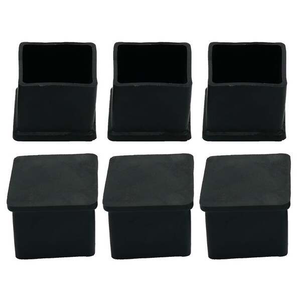 Unique Bargains 6 Pcs Black Square Rubber Cover Caps Furniture Foot Floor Protectors 25mm x 25mm