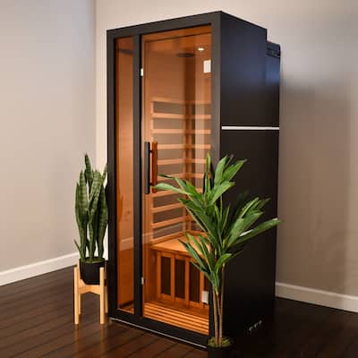 ALEKO Oasis Fully Assembled Expandable Design Indoor Spa Far Infrared Sauna Oasis 1 Person Black