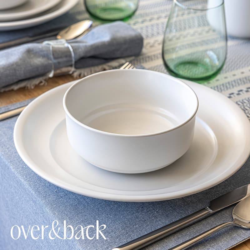 over&back Rimmed 26oz Semi-Matte Stoneware Cereal Bowls