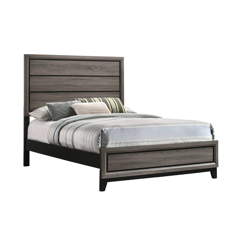 Wooden Full Bed in Grey Oak And Black - Full