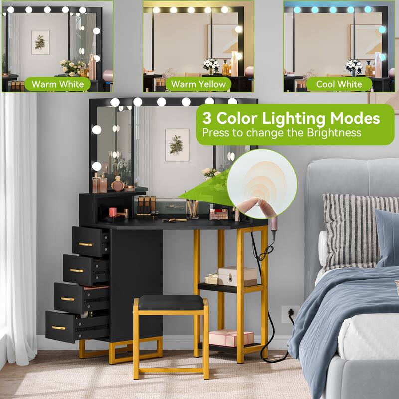 Moasis Tri-fold Mirror Vanity - 55.3'' H X 41.7'' W X 19.6'' D