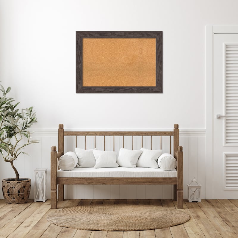 Bridge Wood Framed Natural Corkboard Bulletin Board
