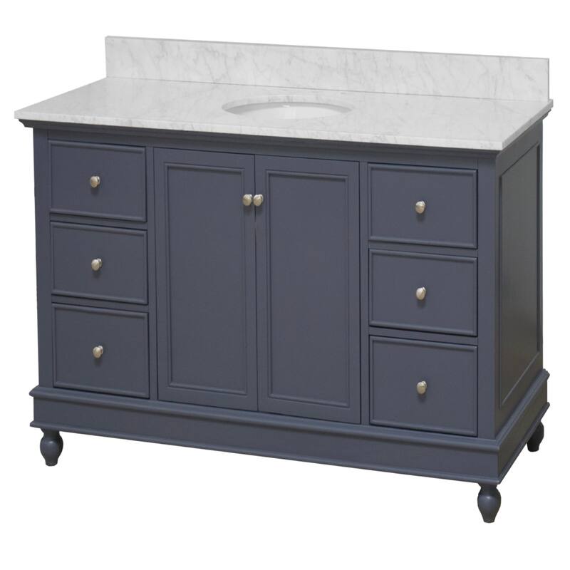 KitchenBathCollection Bella 48" Bathroom Vanity with Carrara Marble Top