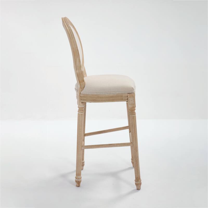 Set of 2 French Country Dining Chairs, Upholstered with Round Back Design