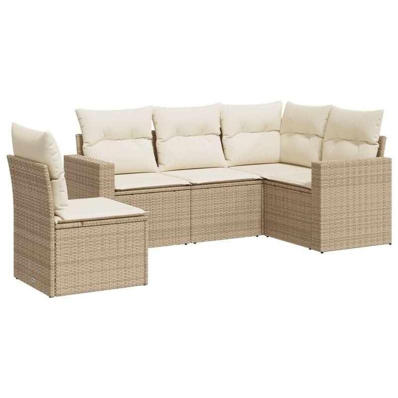 vidaXL Garden Sofa Set Beige PE rattan Compact Modular Garden Sofa Set - 24.4 x 25.8 x 27.2