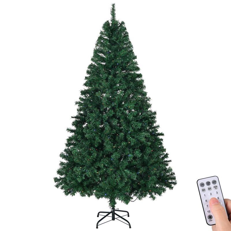 6 FT Artificial Christmas Tree with 1000 PVC Branch Tips and 350 LED Lights Remote Control - 6 Feet