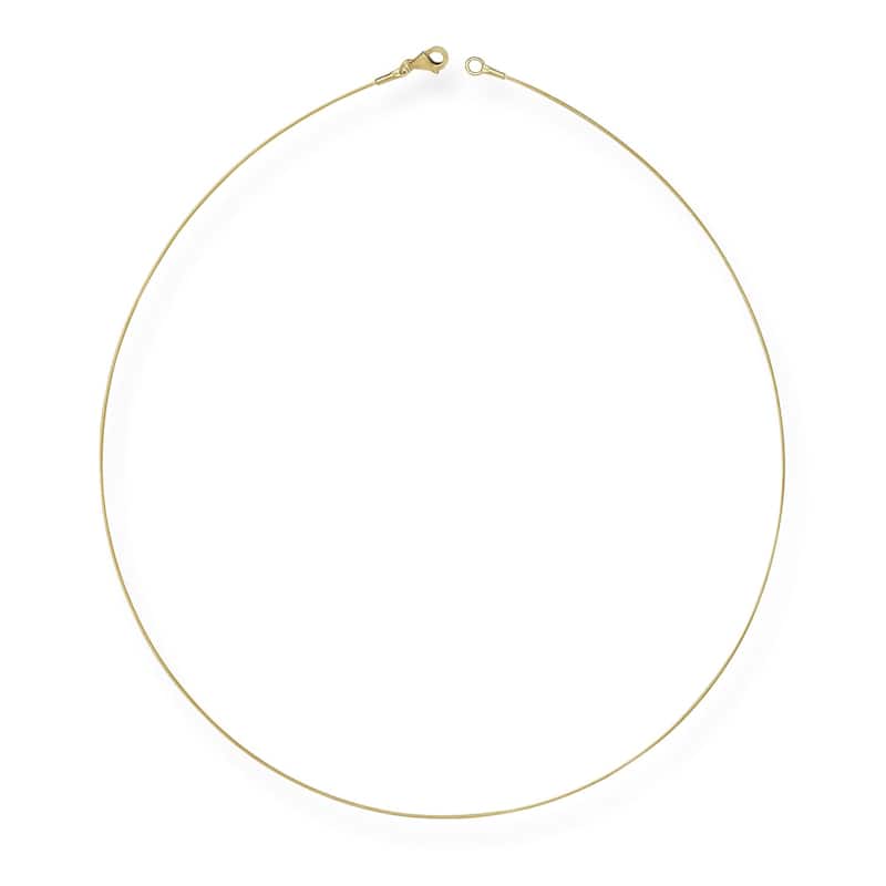 Curata 14K Yellow Gold Dainty 0.5mm Twist Cable Collar Wire Choker Necklace