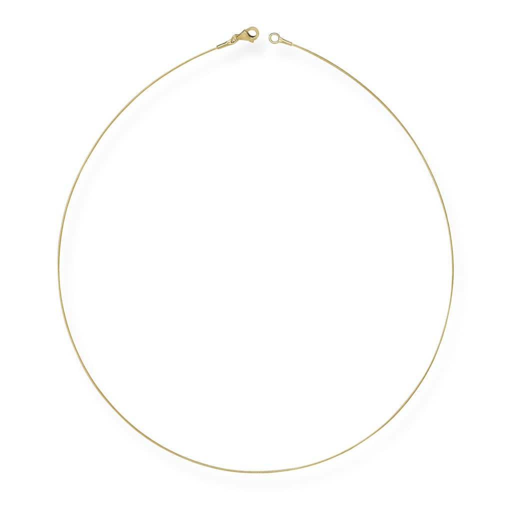 Curata 14K Yellow Gold Dainty 0.5mm Twist Cable Collar Wire Choker Necklace