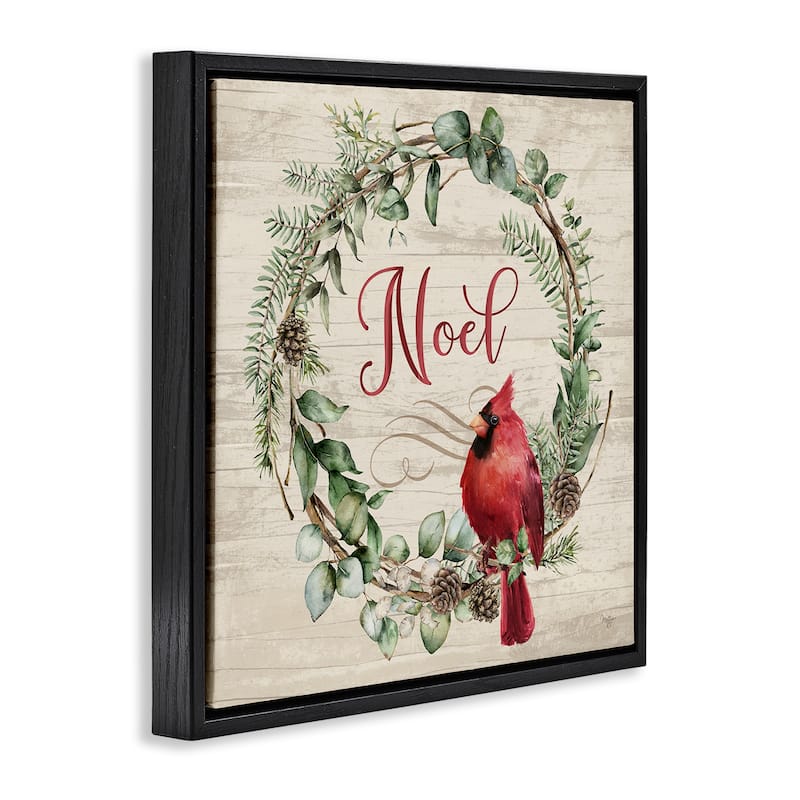 Stupell Noel Wreath with Cardinal Framed Floater Canvas Wall Art Design By Mollie B.