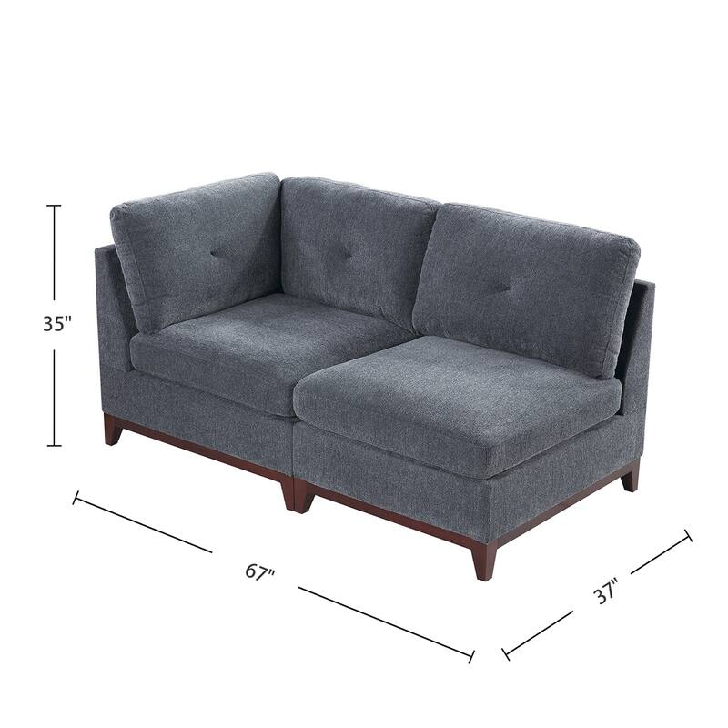 7 Piece Chenille Fabric Modular Sofa Set
